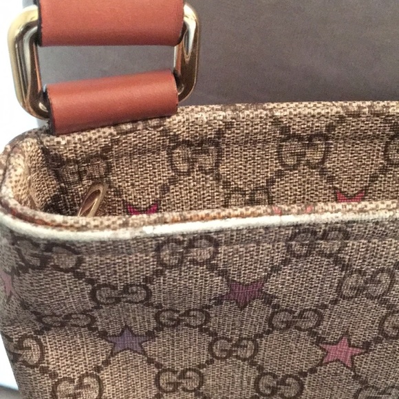 Authentic GUCCI Messenger Stars Monogram Coated Gg Supreme Canvas Crossbody Bag. - Picture 11 of 15